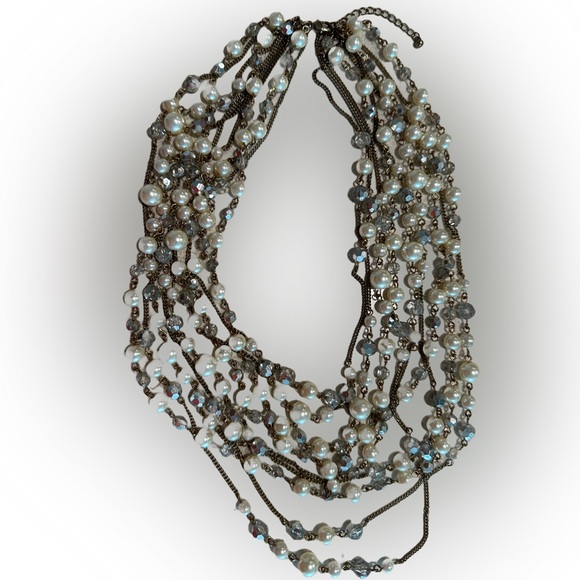 Vintage, Silver Plate Multi Strand Pearl Necklace - Picture 2 of 2